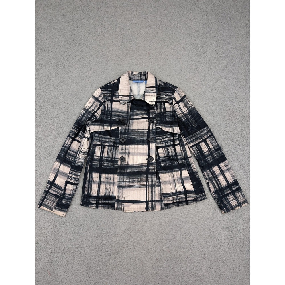 Simply Vera Vera Wang Jacket Womens XS Black Beige‎ Plaid Double Breasted Lined